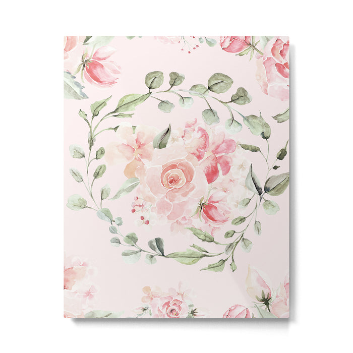 Rose Blush Watercolor Flower Pattern Metal Print Gallery Image 1