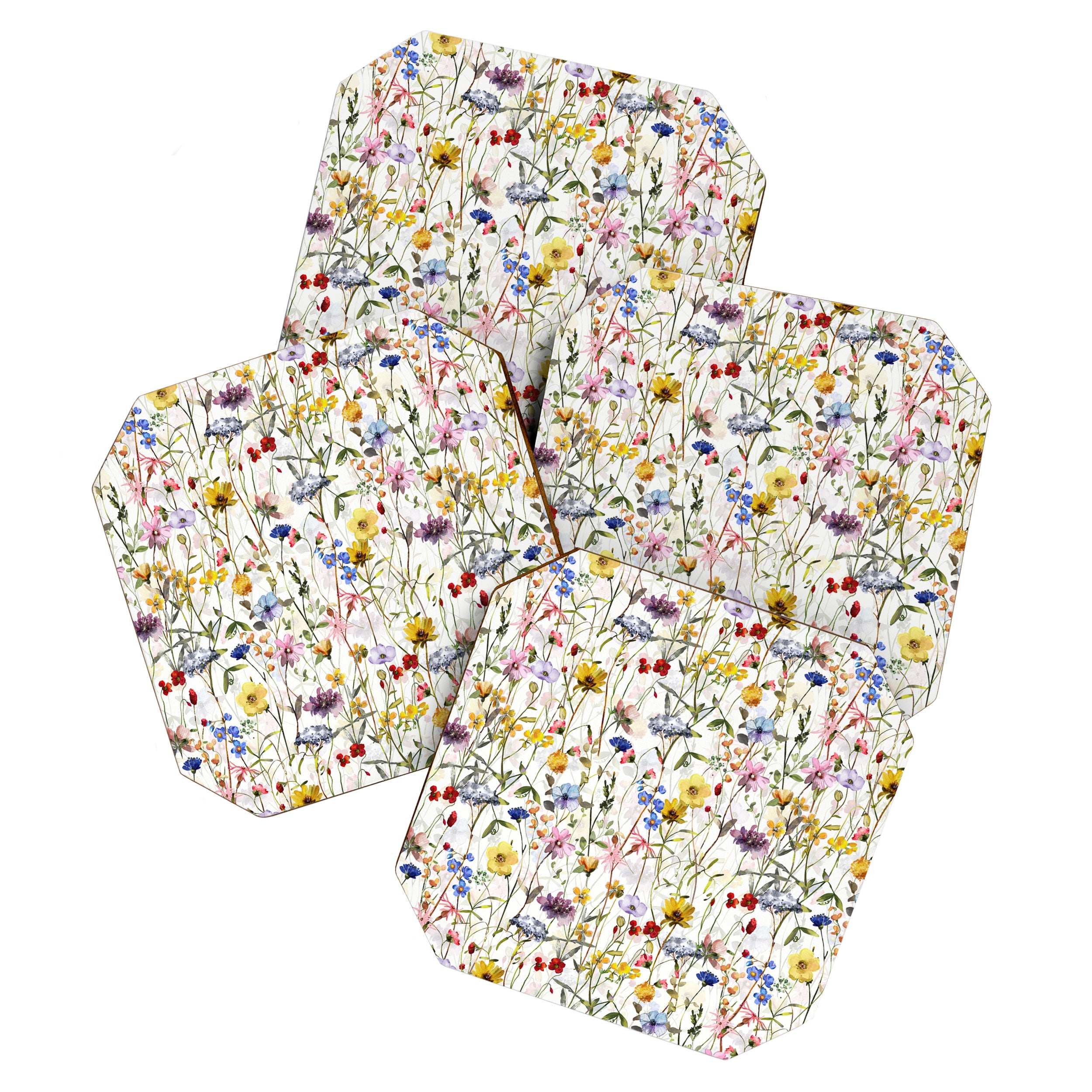 Scandinavian Colorful Midsummer Dried Wildflowers Watercolor Meadow  14 Coaster Gallery Image 1