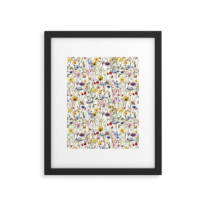 Scandinavian Colorful Midsummer Dried Wildflowers Watercolor Meadow  14 Framed Art Print Gallery Image 1