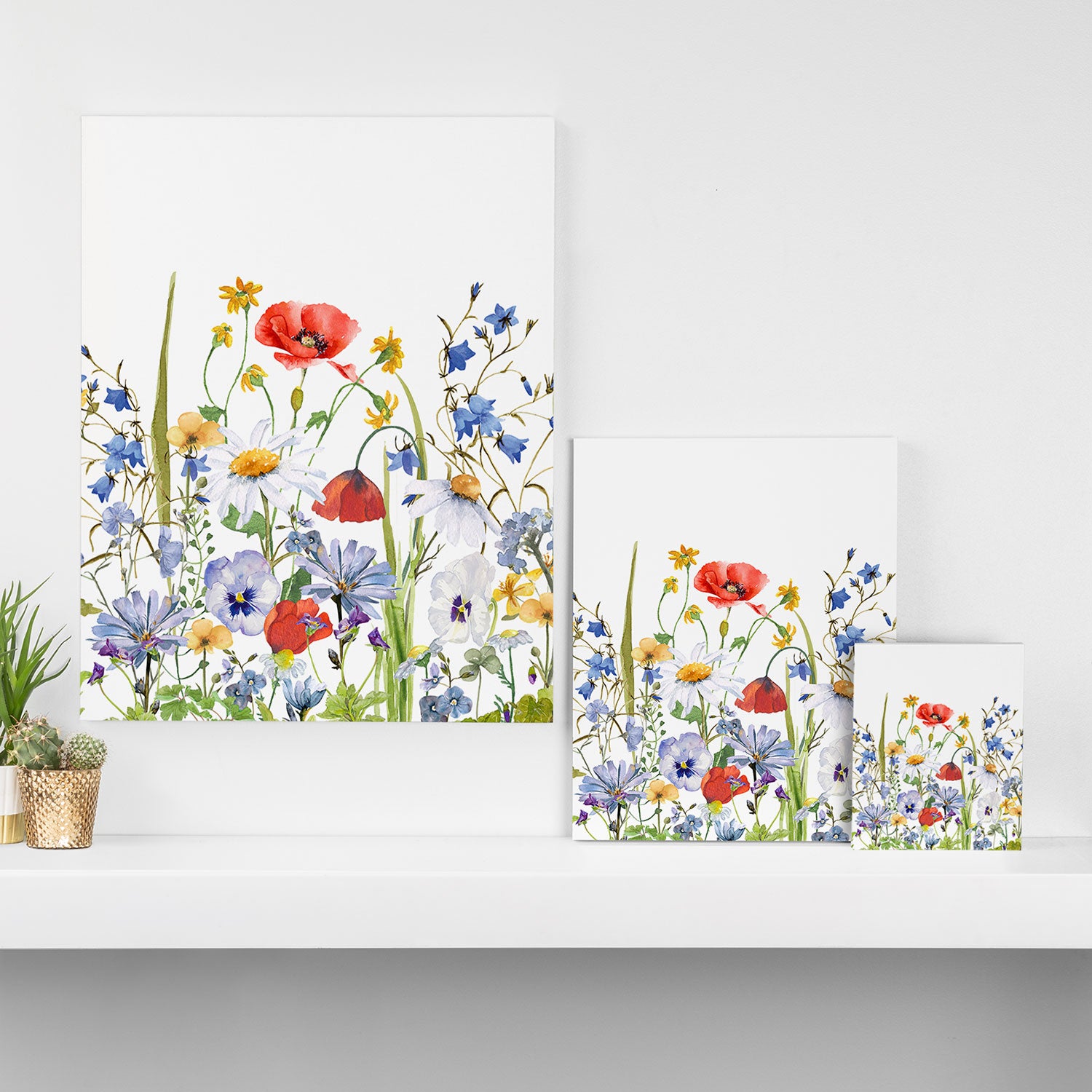 Scandinavian Colorful Midsummer Wildflowers Meadow  Canvas Print Gallery Image 3