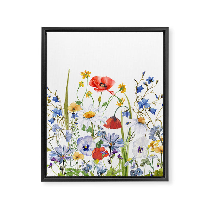 Scandinavian Colorful Midsummer Wildflowers Meadow  Framed Canvas Print Gallery Image 1
