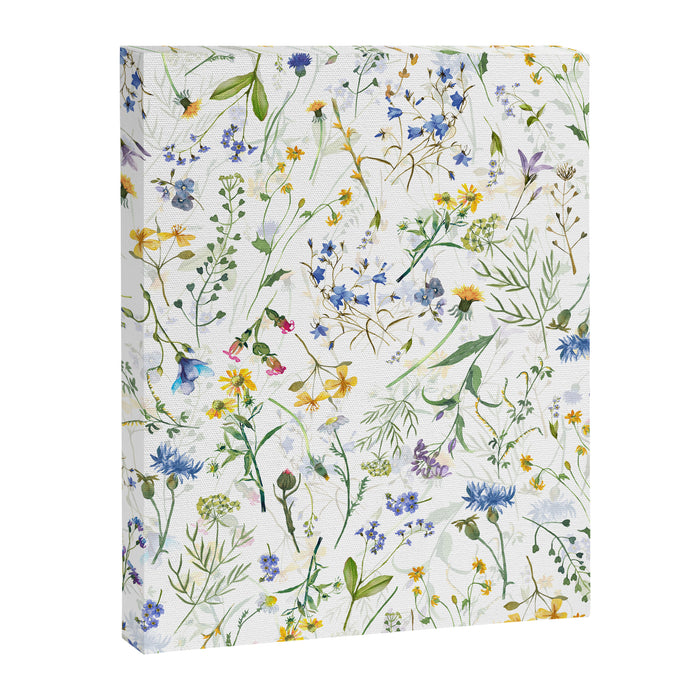 Scandinavian Midsummer Blue And Yellow Wildflowers Meadow  Canvas Print Gallery Image 1