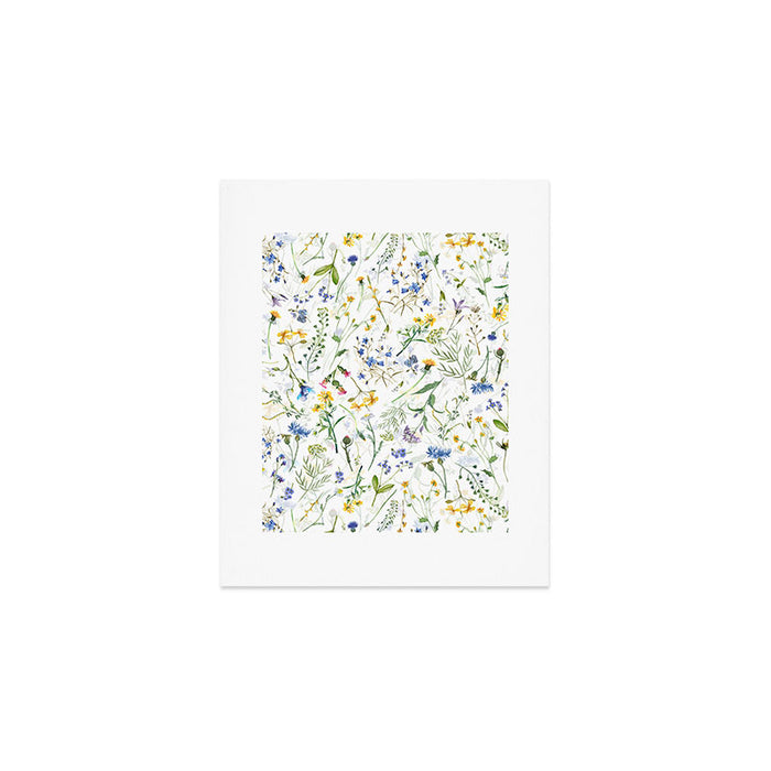 Scandinavian Midsummer Blue And Yellow Wildflowers Meadow  Art Print Gallery Image 1