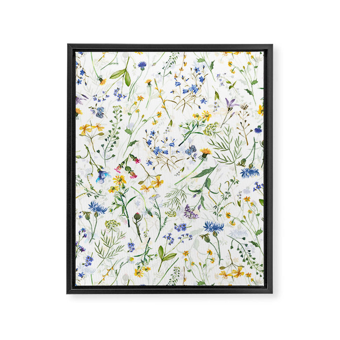 Scandinavian Midsummer Blue And Yellow Wildflowers Meadow  Framed Canvas Print Gallery Image 1