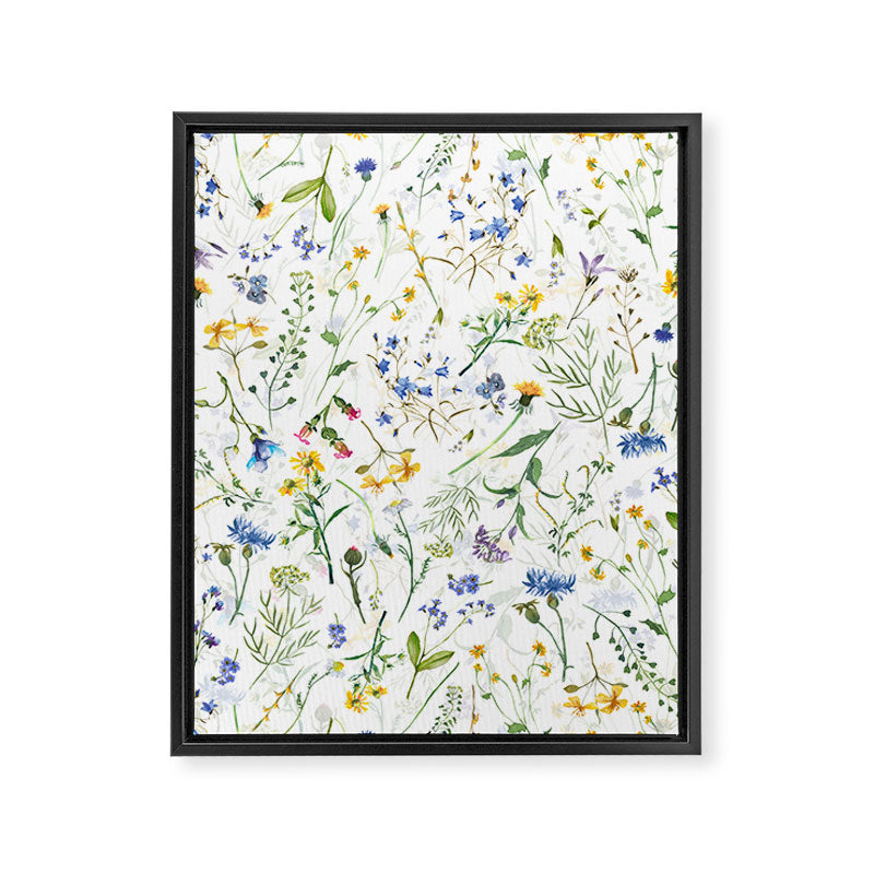 Scandinavian Midsummer Blue And Yellow Wildflowers Meadow  Framed Canvas Print Gallery Image 8