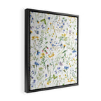 Scandinavian Midsummer Blue And Yellow Wildflowers Meadow  Framed Canvas Print Gallery Image 2