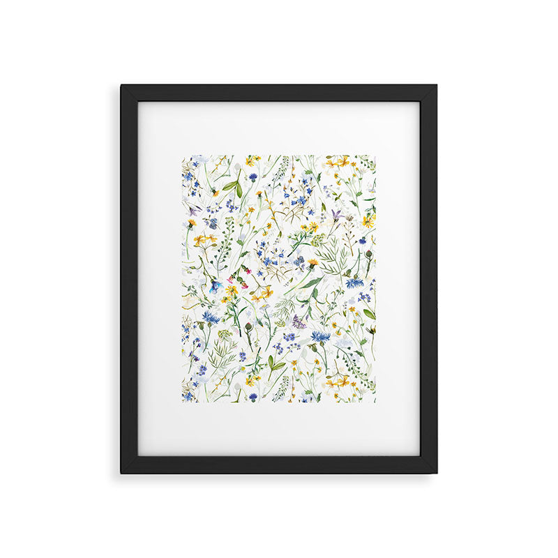 Scandinavian Midsummer Blue And Yellow Wildflowers Meadow  Framed Art Print Gallery Image 6