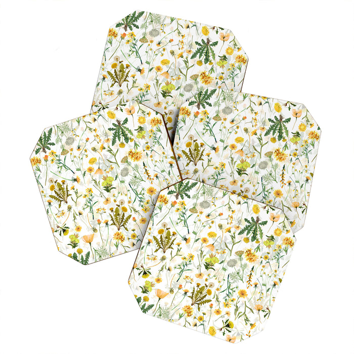 Scandinavian Yellow Wildflowers Botanical Summer Meadow Coaster Gallery Image 1