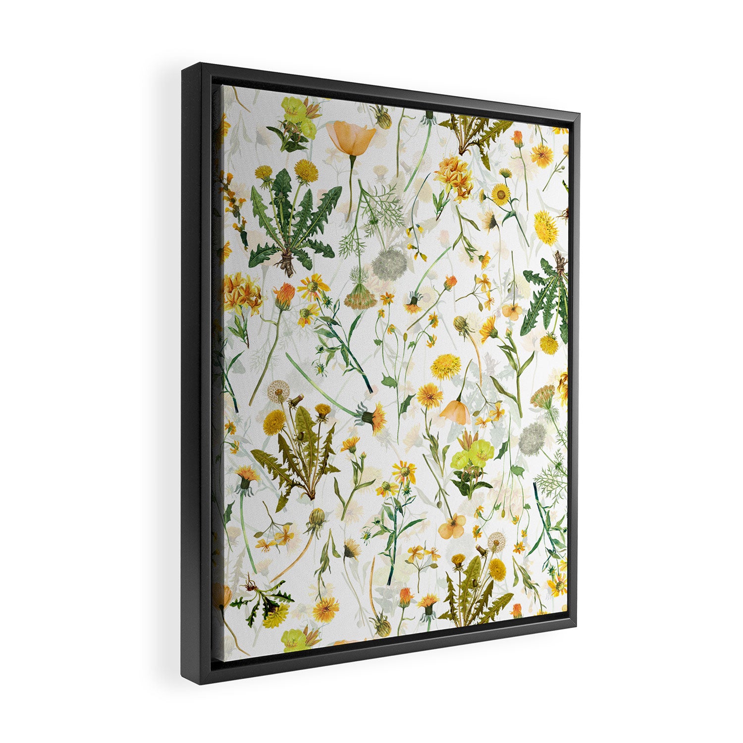 Scandinavian Yellow Wildflowers Botanical Summer Meadow Framed Canvas Print Gallery Image 2