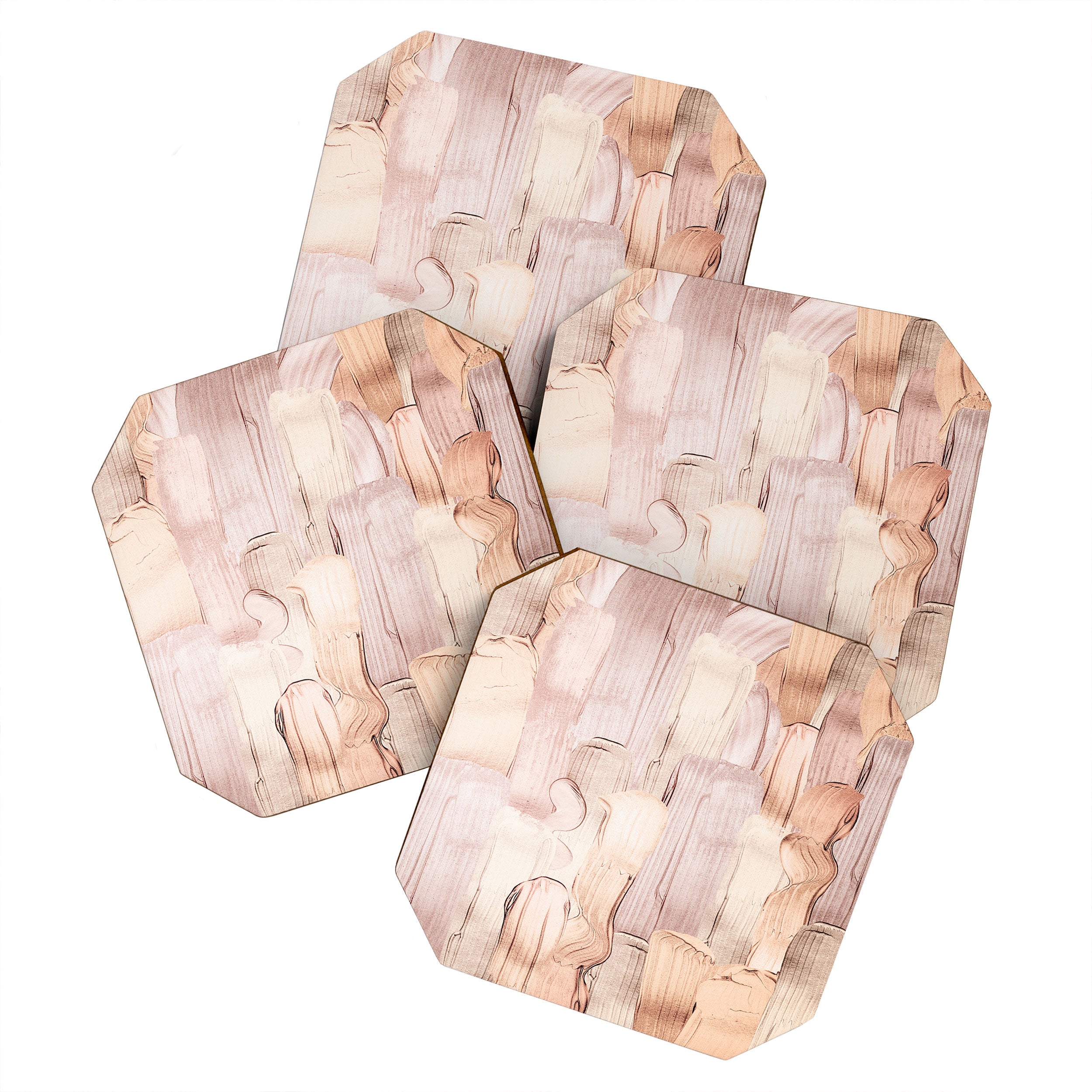 Shiny Metal Copper Hand Drawn Strokes Coaster Gallery Image 1