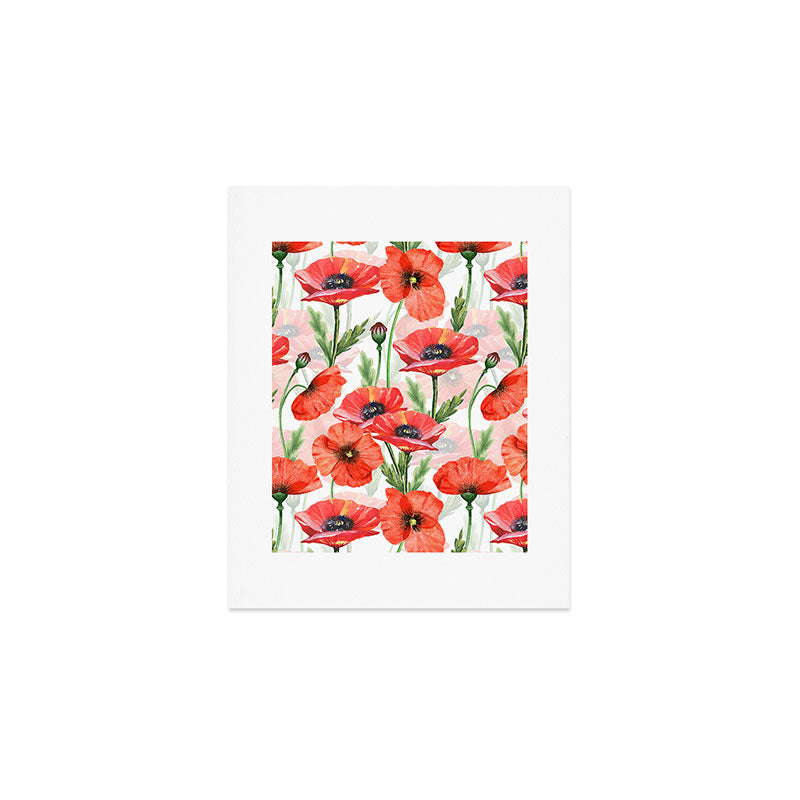 Summer Botanical Poppies Field Art Print Gallery Image 1