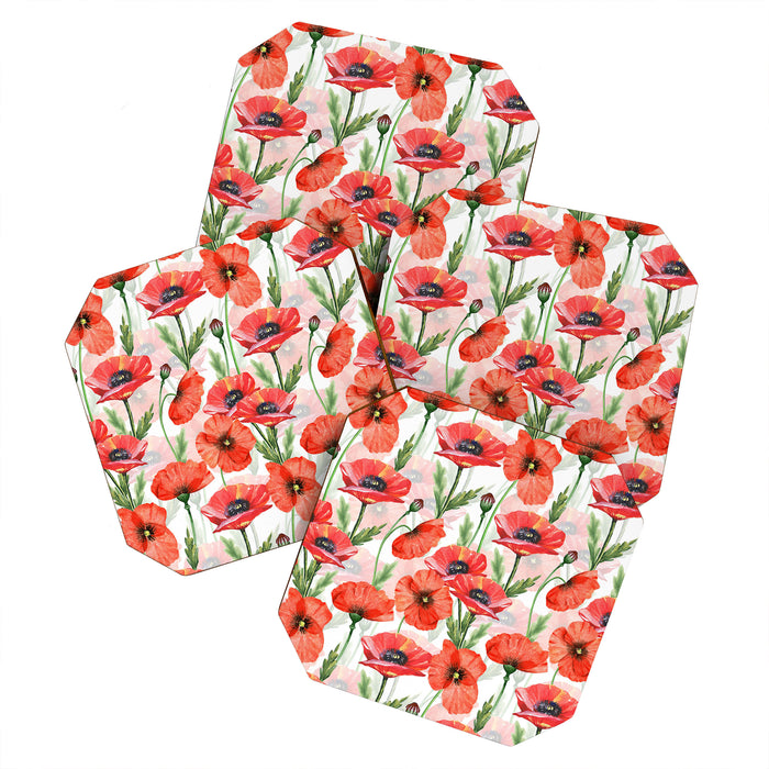 Summer Botanical Poppies Field Coaster Gallery Image 1