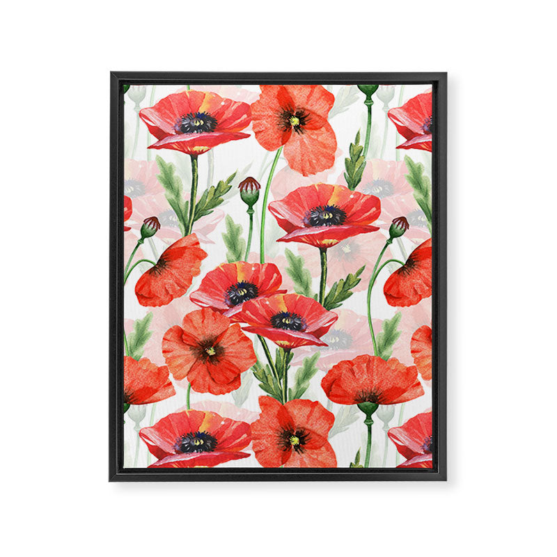 Summer Botanical Poppies Field Framed Canvas Print Gallery Image 8
