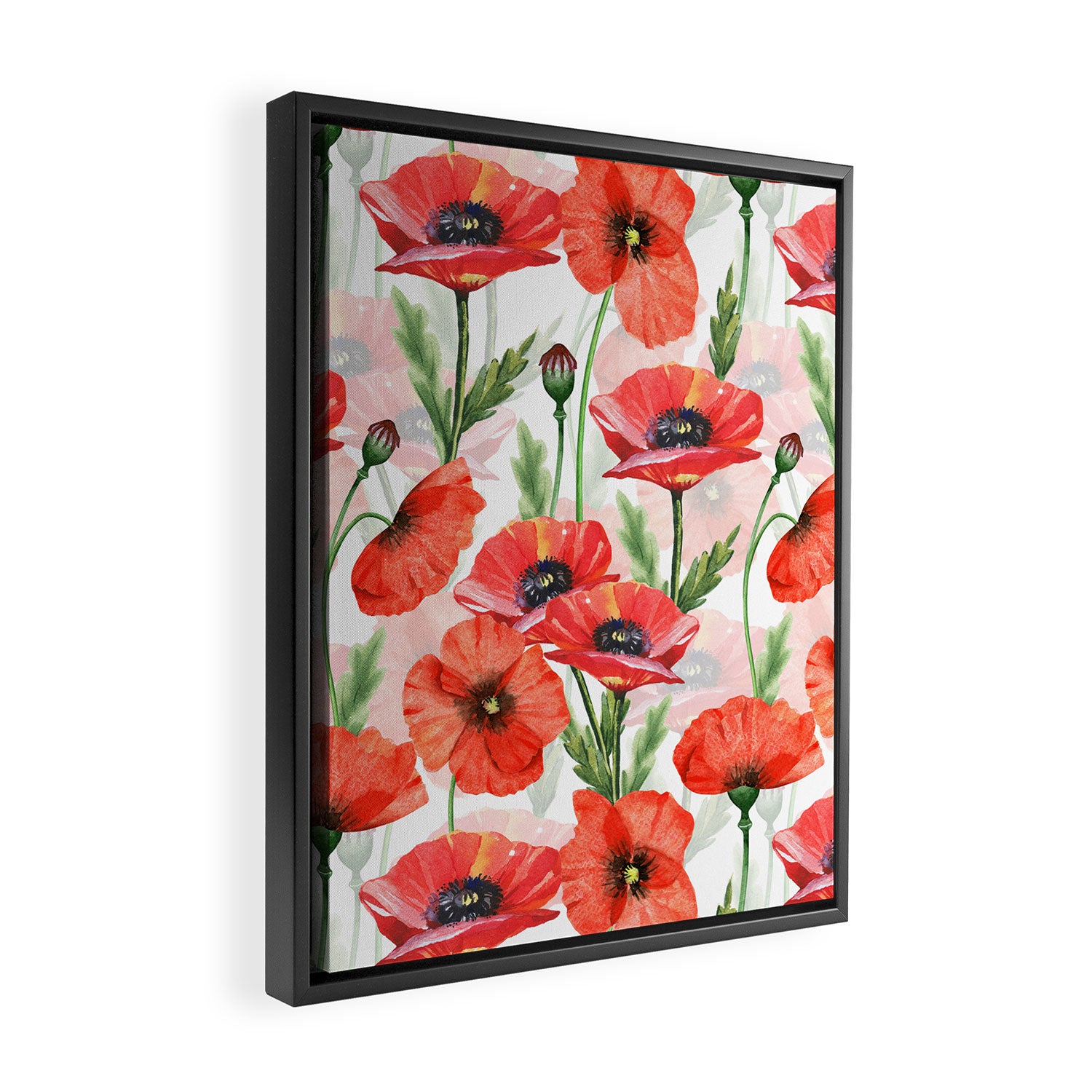 Summer Botanical Poppies Field Framed Canvas Print Gallery Image 2