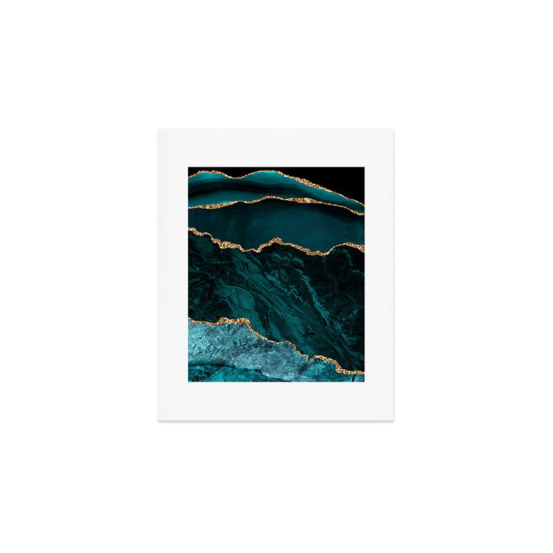 Teal Blue Emerald Marble Landscapes Art Print Gallery Image 1