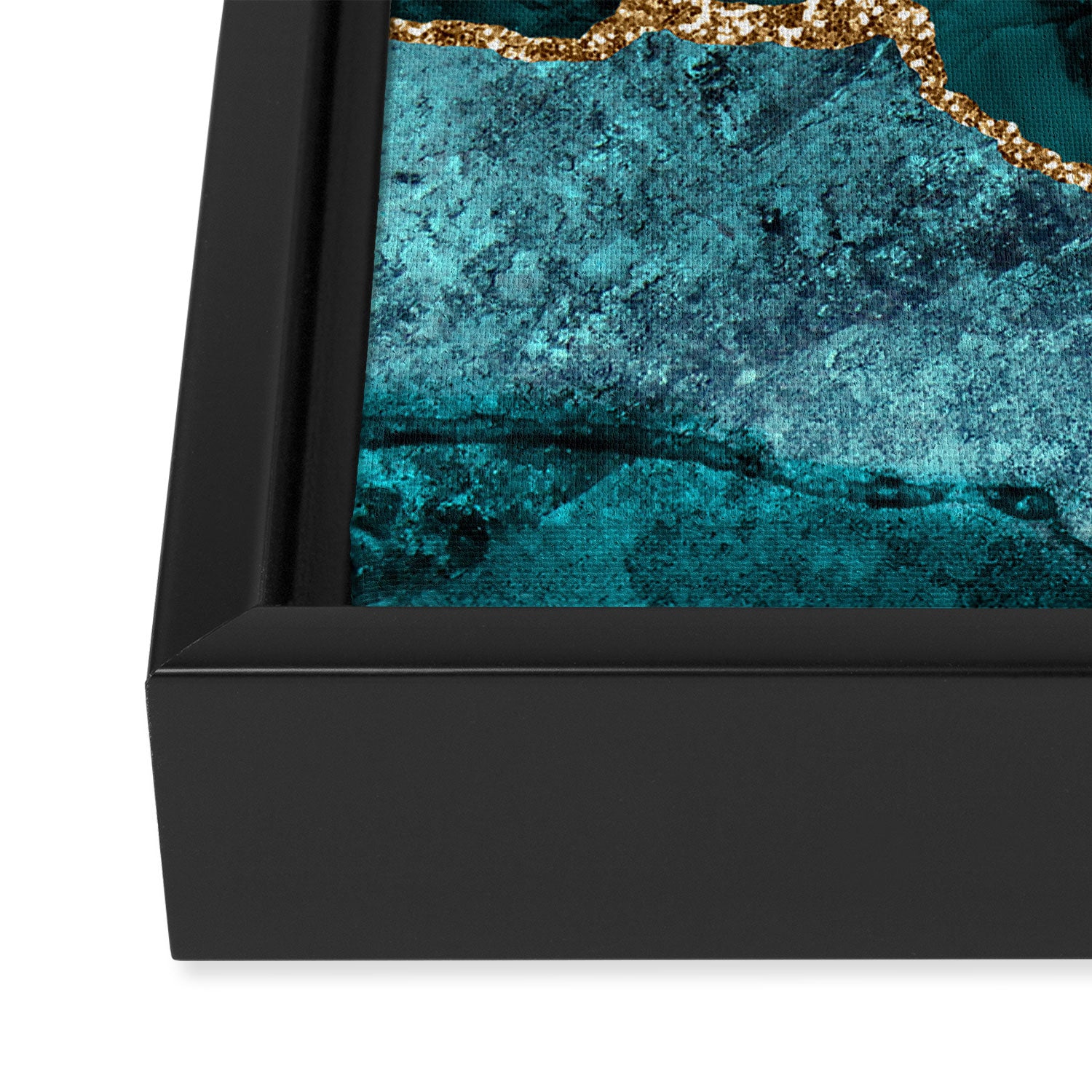 Teal Blue Emerald Marble Landscapes Framed Canvas Print Gallery Image 3