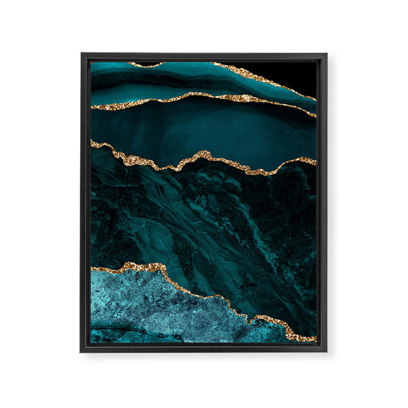 Teal Blue Emerald Marble Landscapes Framed Canvas Print Gallery Image 8