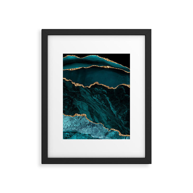 Teal Blue Emerald Marble Landscapes Framed Art Print Gallery Image 4