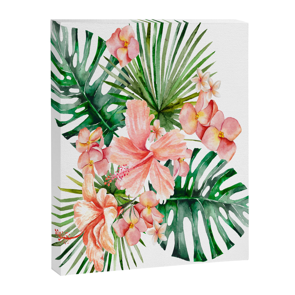 Tropical Jungle Hibiscus Flowers - Floral Canvas Print Gallery Image 14