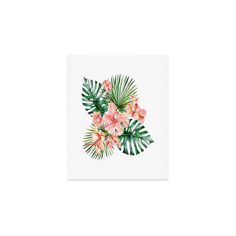 Tropical Jungle Hibiscus Flowers - Floral Art Print Gallery Image 1