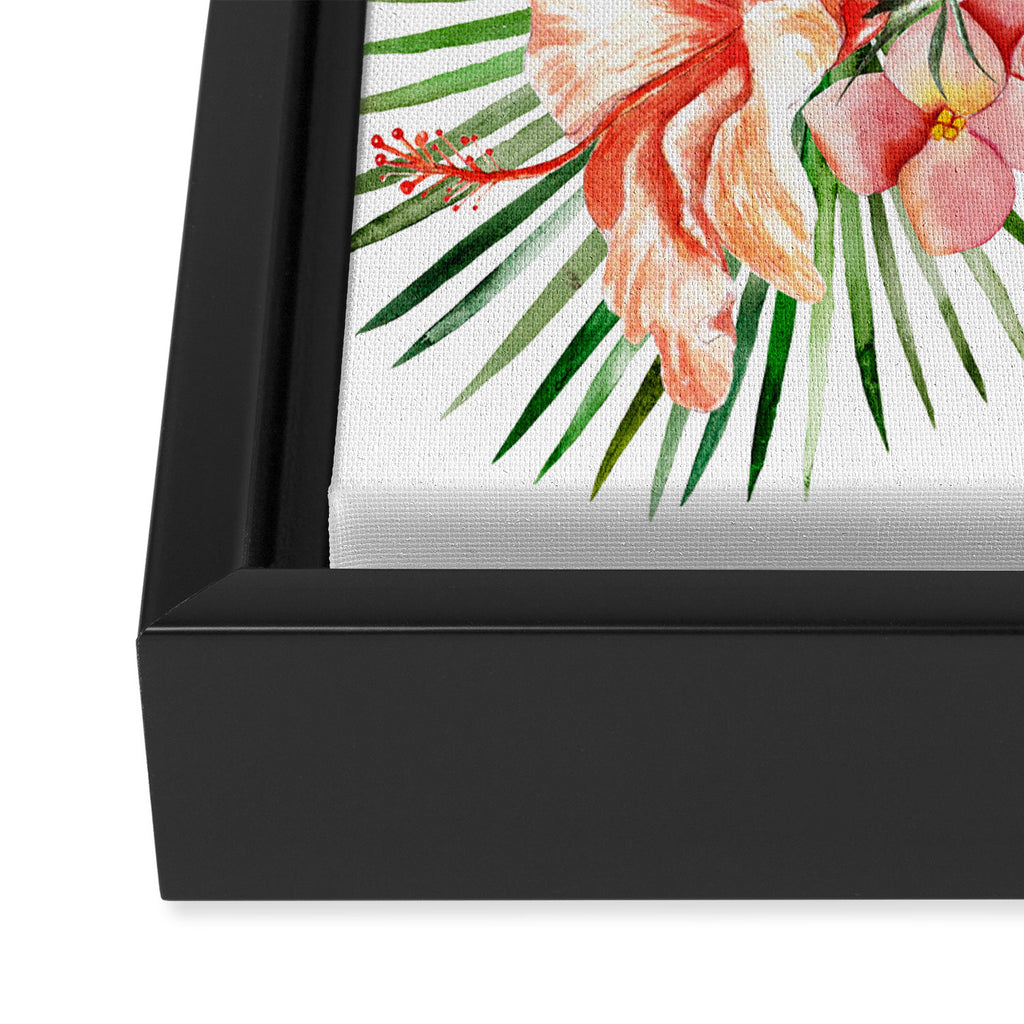 Tropical Jungle Hibiscus Flowers - Floral Framed Canvas Print Gallery Image 3