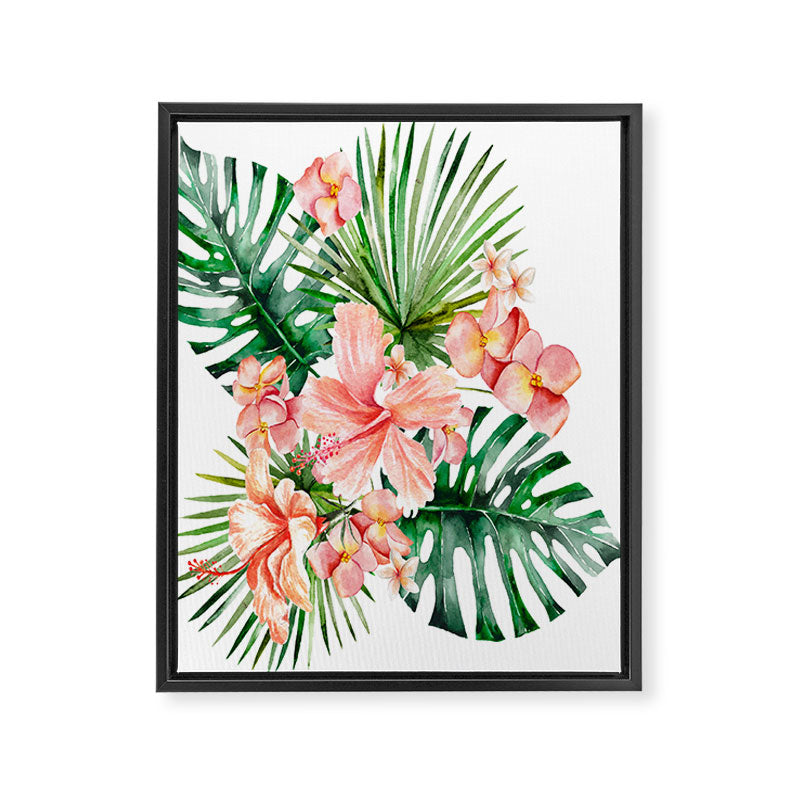 Tropical Jungle Hibiscus Flowers - Floral Framed Canvas Print Gallery Image 14