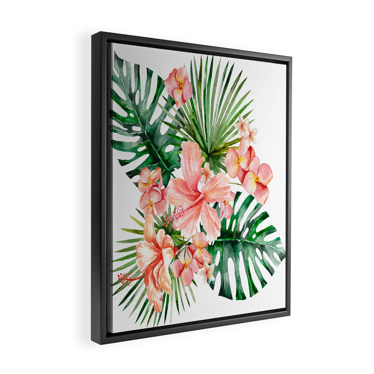 Tropical Jungle Hibiscus Flowers - Floral Framed Canvas Print Gallery Image 2