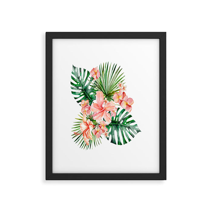 Tropical Jungle Hibiscus Flowers - Floral Framed Art Print Gallery Image 1