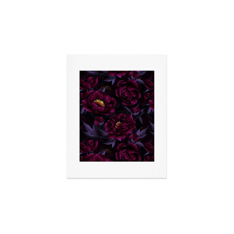 Vintage Dark Night Peonies  Art Print Gallery Image 1