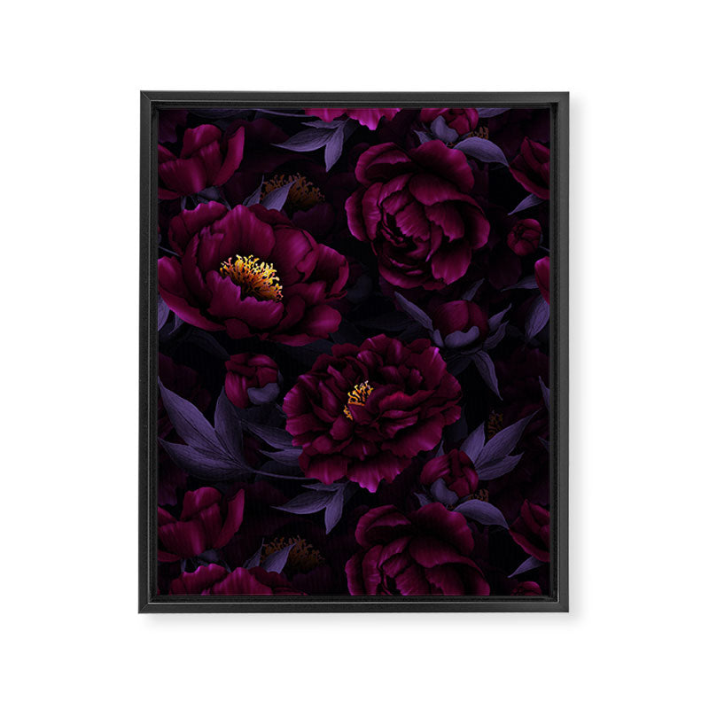 Vintage Dark Night Peonies  Framed Canvas Print Gallery Image 8
