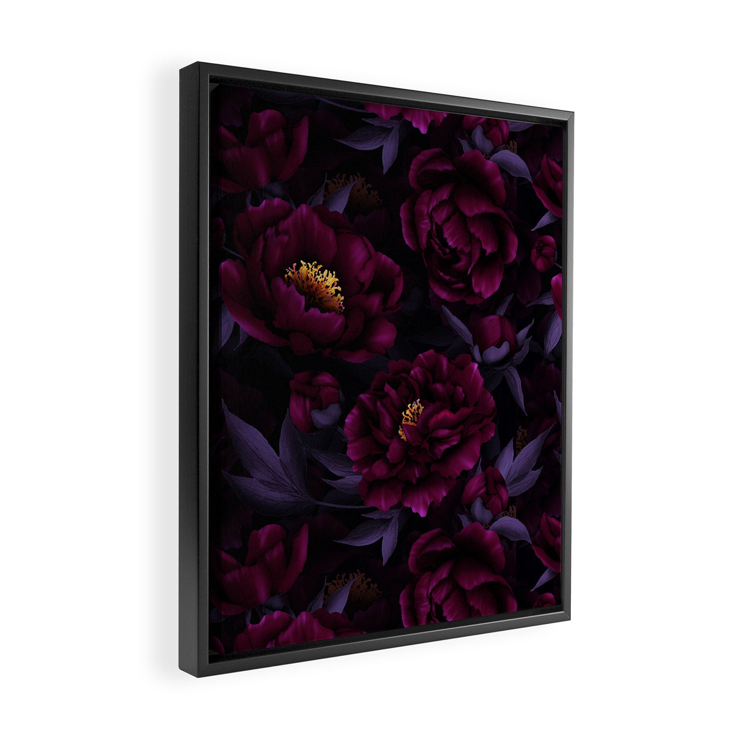 Vintage Dark Night Peonies  Framed Canvas Print Gallery Image 2