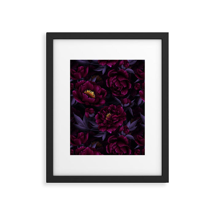 Vintage Dark Night Peonies  Framed Art Print Gallery Image 1