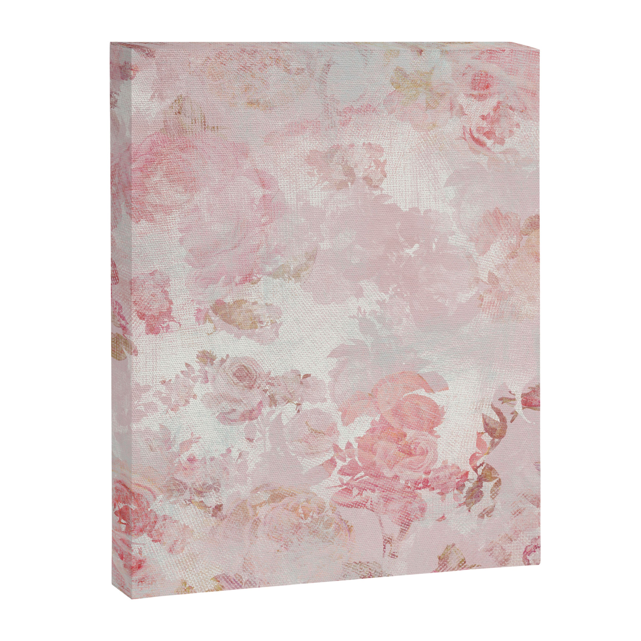 Vintage Floral Rose Roses painterly pattern in pink Canvas Print Gallery Image 8