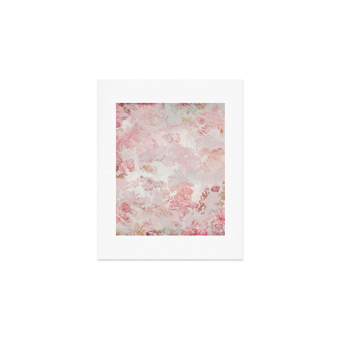 Vintage Floral Rose Roses painterly pattern in pink Art Print Gallery Image 1