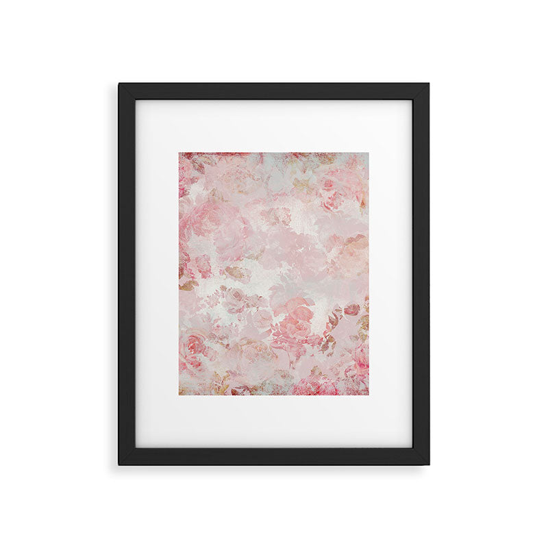 Vintage Floral Rose Roses painterly pattern in pink Framed Art Print Gallery Image 6