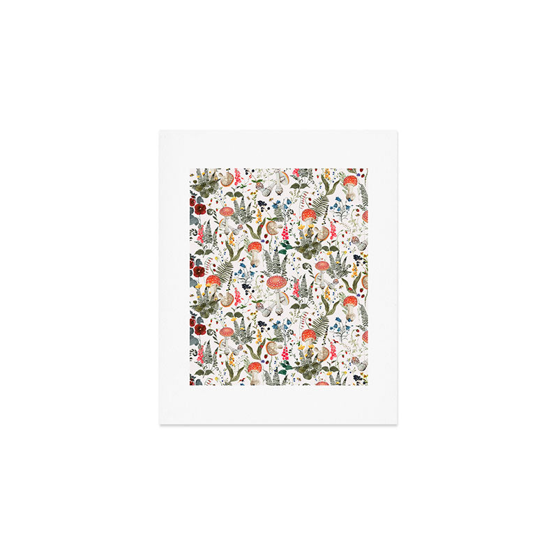 Watercolor Hand Drawn Mushroom Autumn Garden Art Print Gallery Image 1