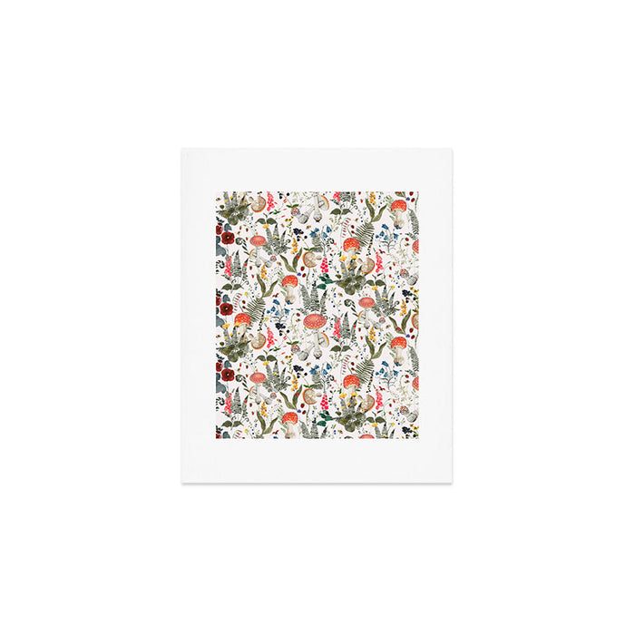 Watercolor Hand Drawn Mushroom Autumn Garden Art Print Gallery Image 1