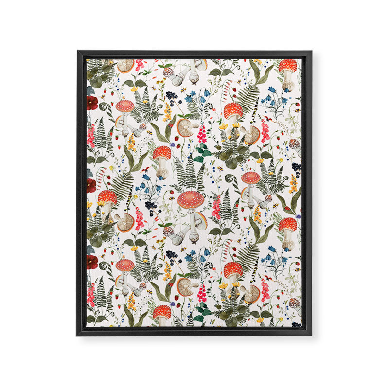 Watercolor Hand Drawn Mushroom Autumn Garden Framed Canvas Print Gallery Image 8