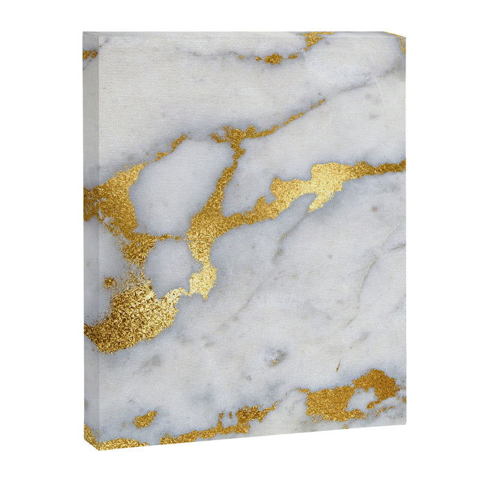 White and Gray Marble and Gold Metal foil Glitter Effect Canvas Print Gallery Image 1