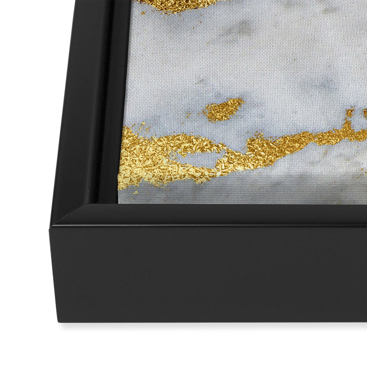 White and Gray Marble and Gold Metal foil Glitter Effect Framed Canvas Print Gallery Image 3