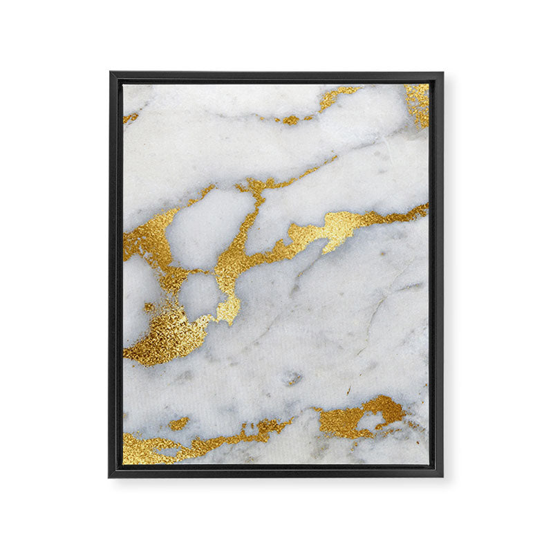 White and Gray Marble and Gold Metal foil Glitter Effect Framed Canvas Print Gallery Image 8