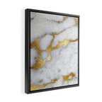 White and Gray Marble and Gold Metal foil Glitter Effect Framed Canvas Print Gallery Image 2