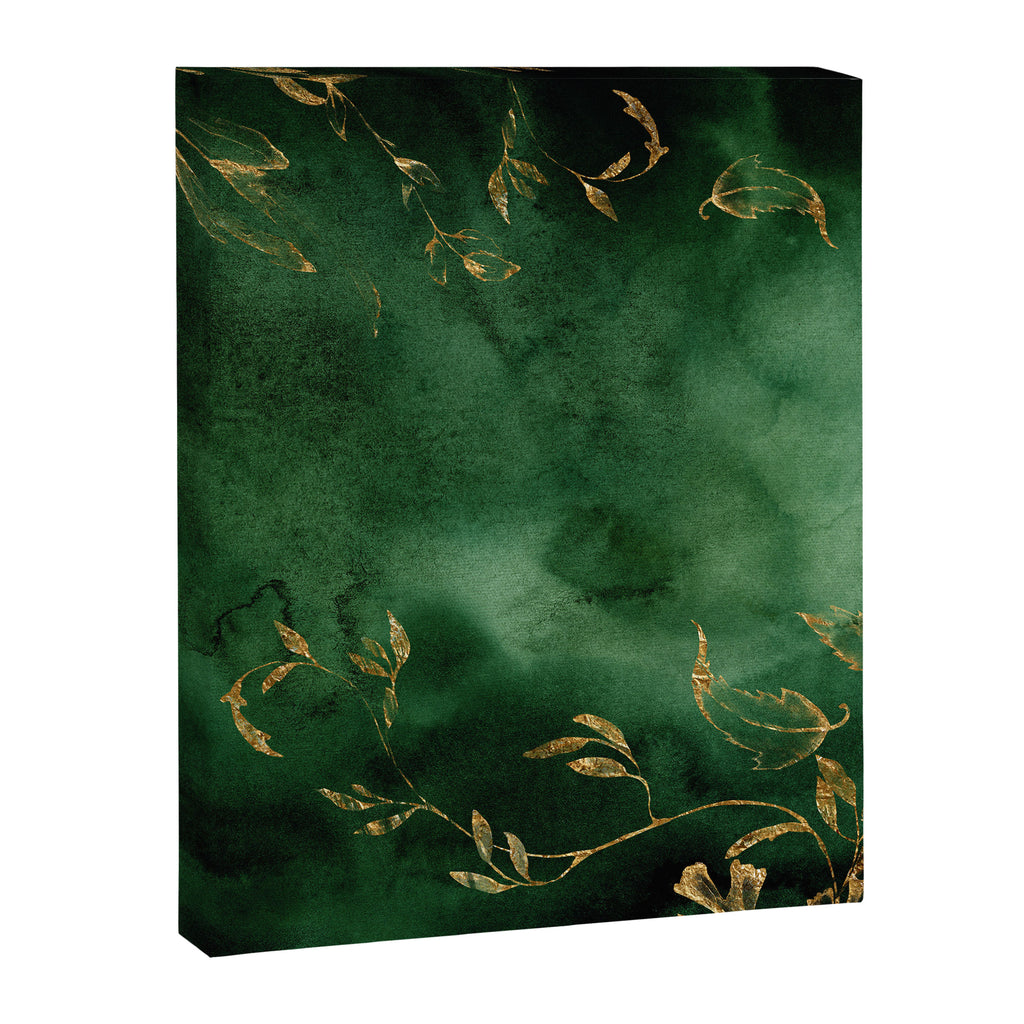 Winter Gold Flowers On Emerald Marble Texture Canvas Print Gallery Image 8