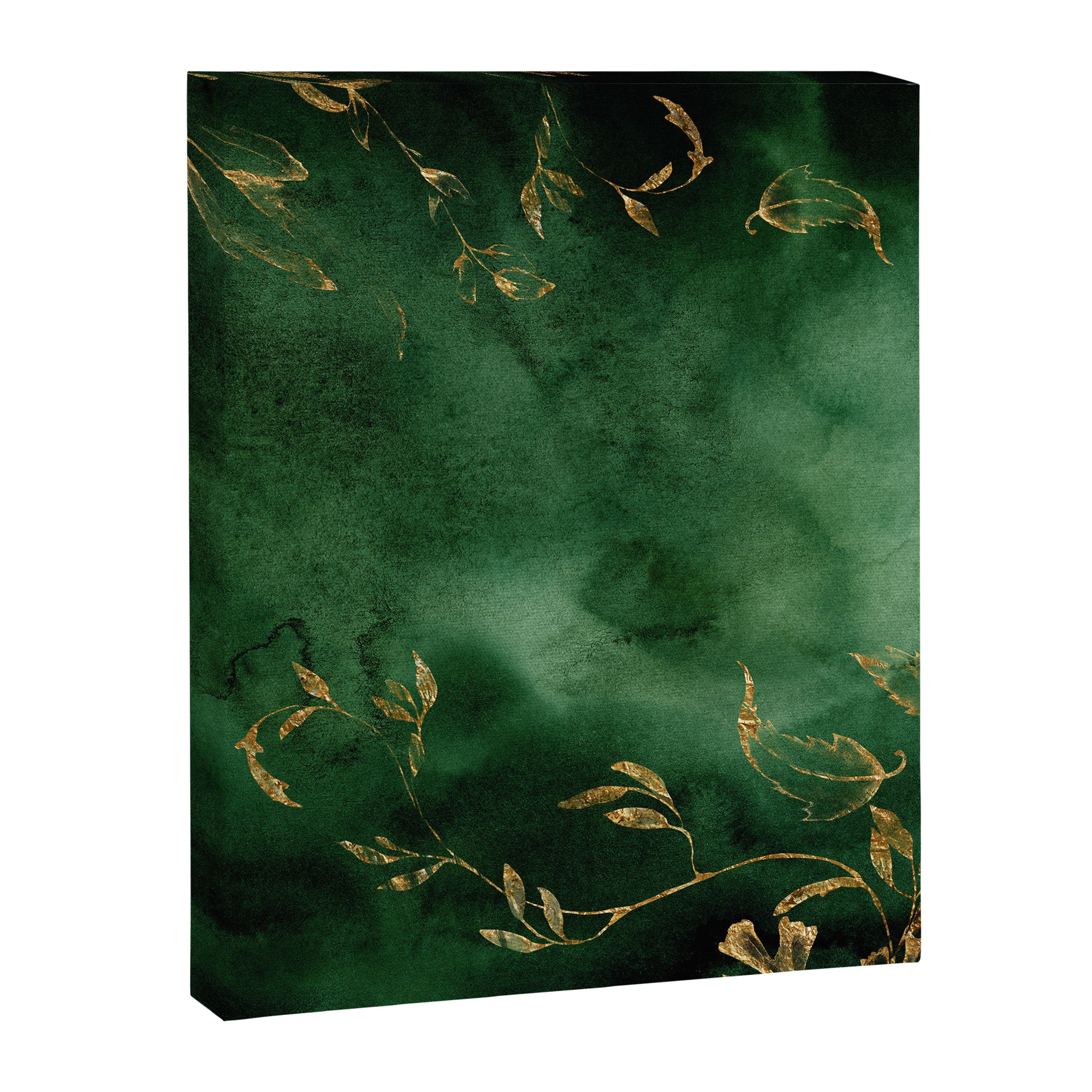 Winter Gold Flowers On Emerald Marble Texture Canvas Print Gallery Image 8