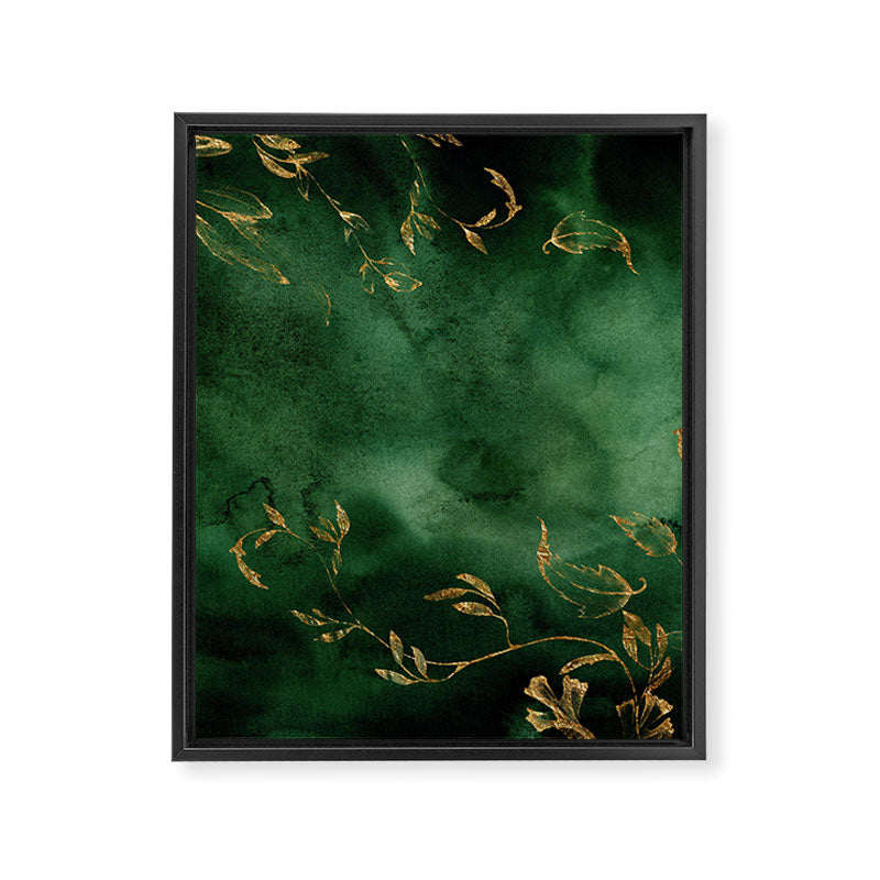 Winter Gold Flowers On Emerald Marble Texture Framed Canvas Print Gallery Image 8
