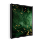 Winter Gold Flowers On Emerald Marble Texture Framed Canvas Print Gallery Image 2