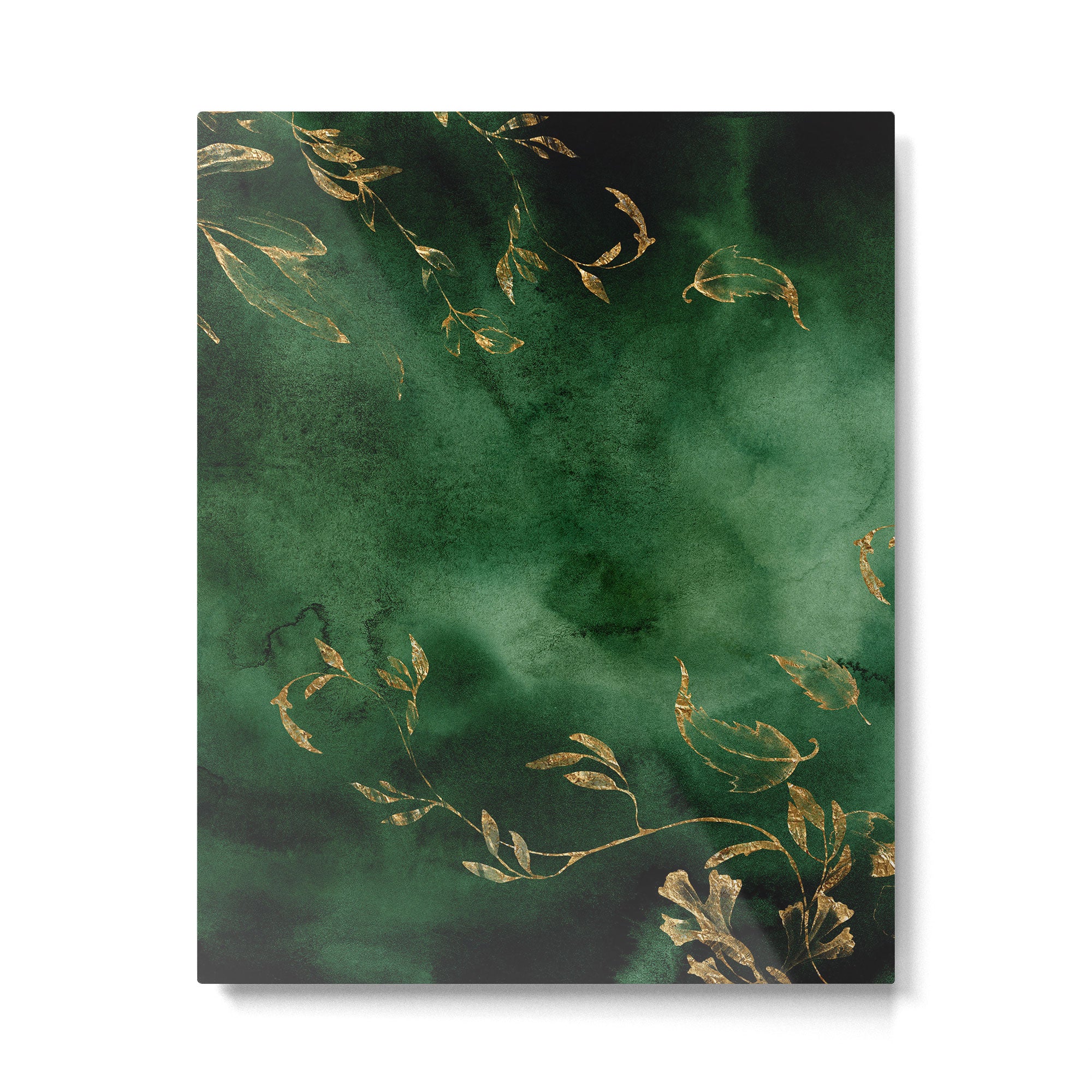 Winter Gold Flowers On Emerald Marble Texture Metal Print Gallery Image 6