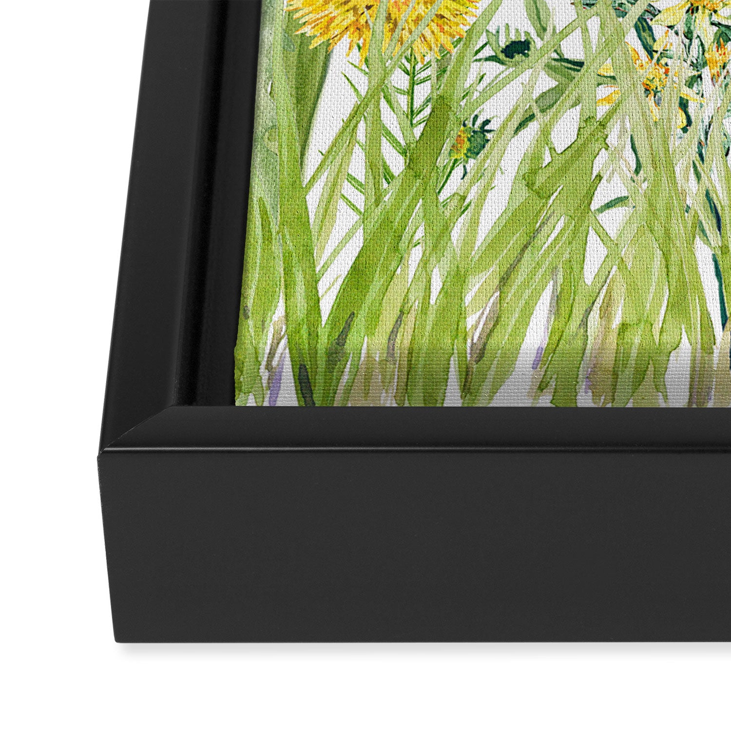 Yellow Scandinavian Wildflowers  Meadow  Framed Canvas Print Gallery Image 3