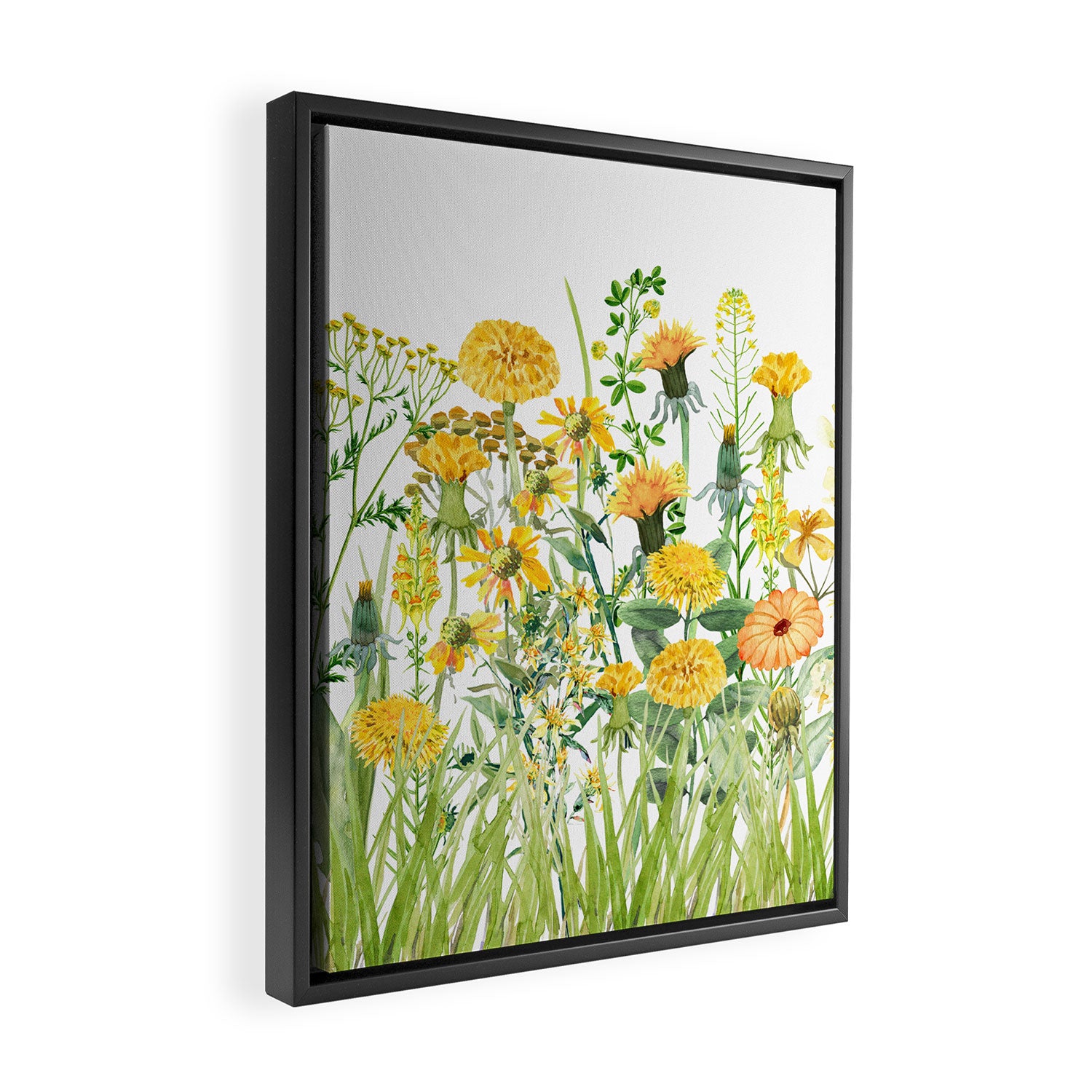 Yellow Scandinavian Wildflowers  Meadow  Framed Canvas Print Gallery Image 2