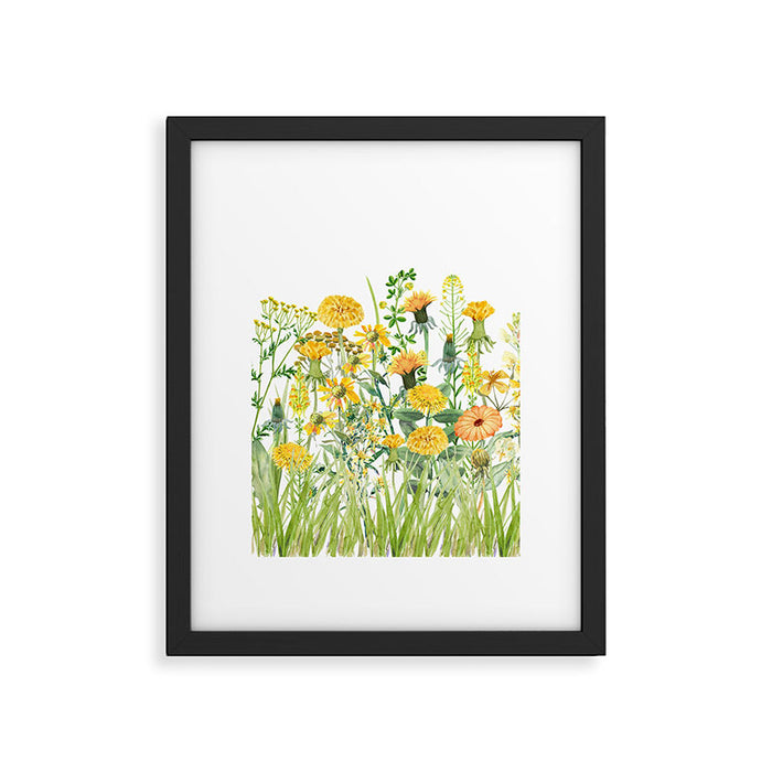 Yellow Scandinavian Wildflowers  Meadow  Framed Art Print Gallery Image 1